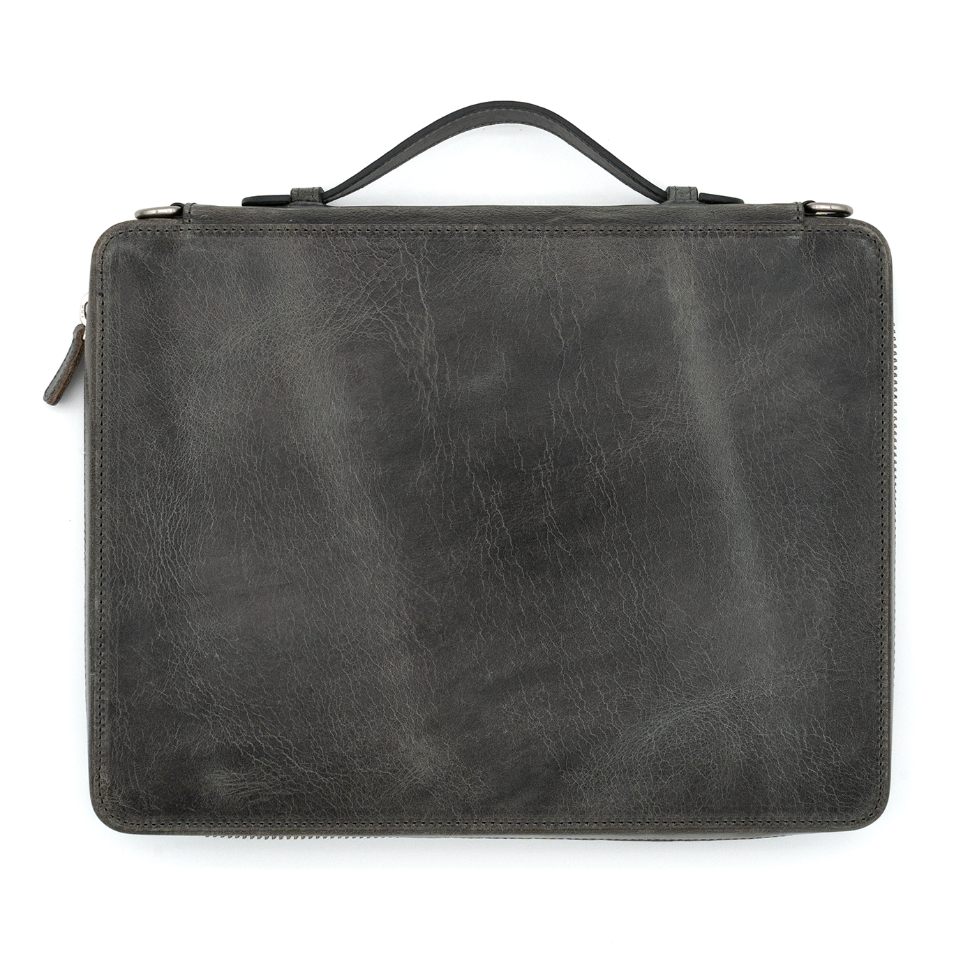 Galen Leather Co. Leather Compendium Bag - A4 Zippered Folio Organizer - Crazy Horse Smoky