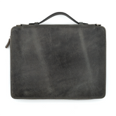 Galen Leather Co. Leather Compendium Bag - A4 Zippered Folio Organizer - Crazy Horse Smoky