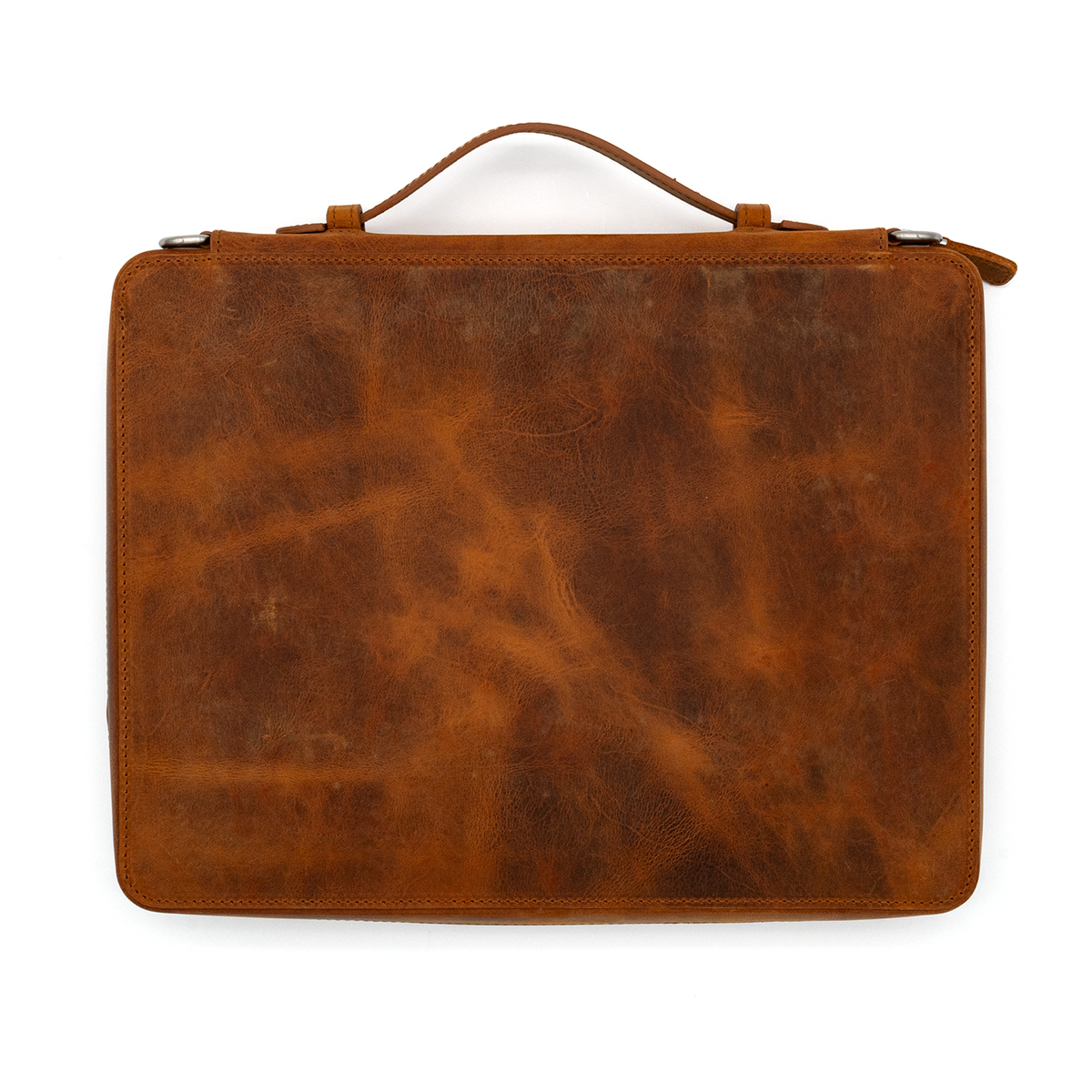 Galen Leather Co. Leather Compendium Bag - A4 Zippered Folio Organizer - Crazy Horse Brown