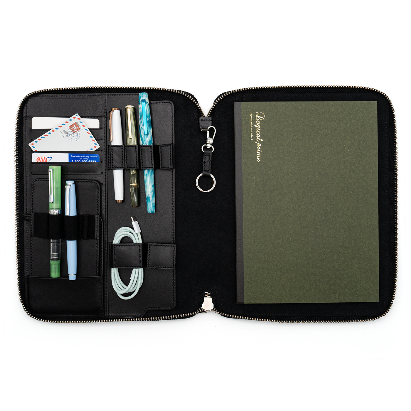 Galen Leather Co. Zippered B5 Notebook Folio - Black