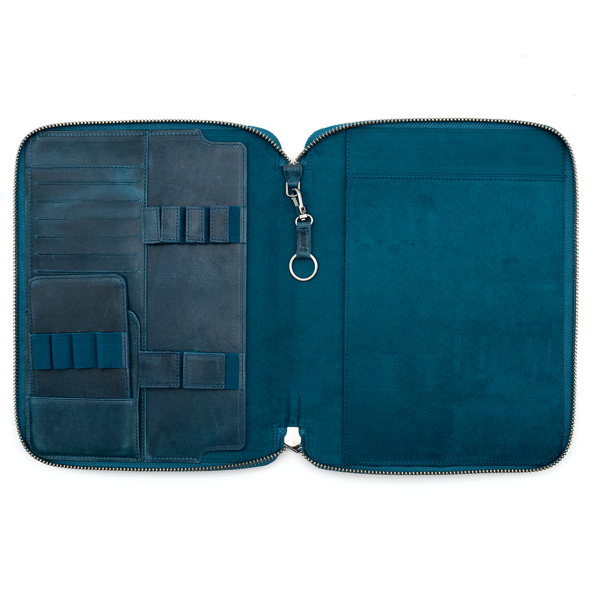 Galen Leather Co. Zippered B5 Notebook Folio- Crazy Horse Ocean