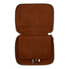 Galen Leather Co. Zippered 10 Slot Pen Case with A5 Notebook Holder  Havana Brown