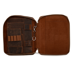 Galen Leather Co. Zippered A5 Wide Expansi Folio - Crazy Horse Havana Brown