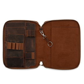 Galen Leather Co. Zippered A5 Notebook Folio - Havana Brown