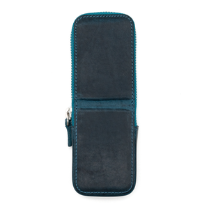 Galen Leather Co. Zipper Magnum Opus 2 Slot Hard Pen Case - Crazy Horse Ocean