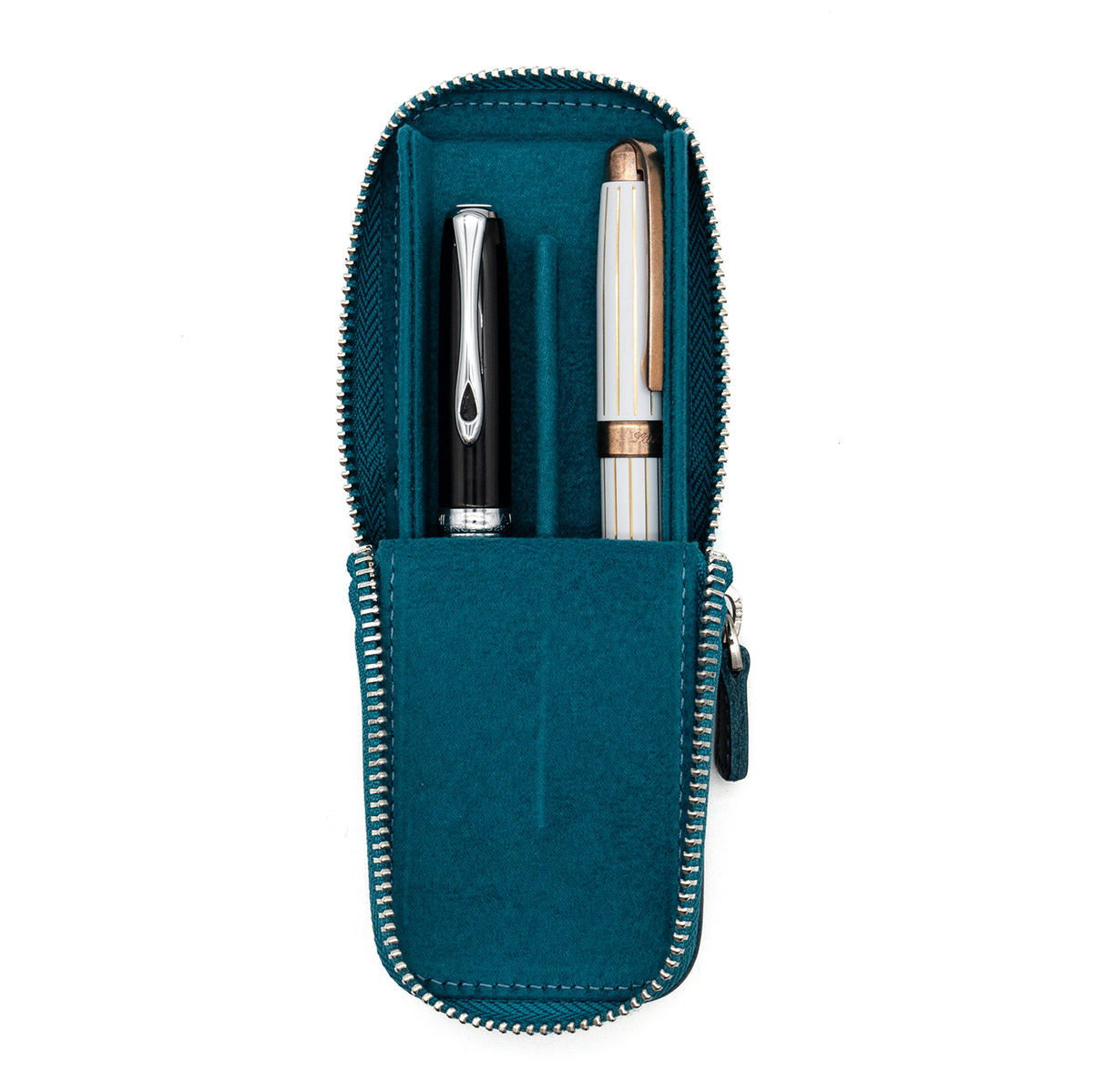 Galen Leather Co. Zipper Magnum Opus 2 Slot Hard Pen Case - Crazy Horse Ocean