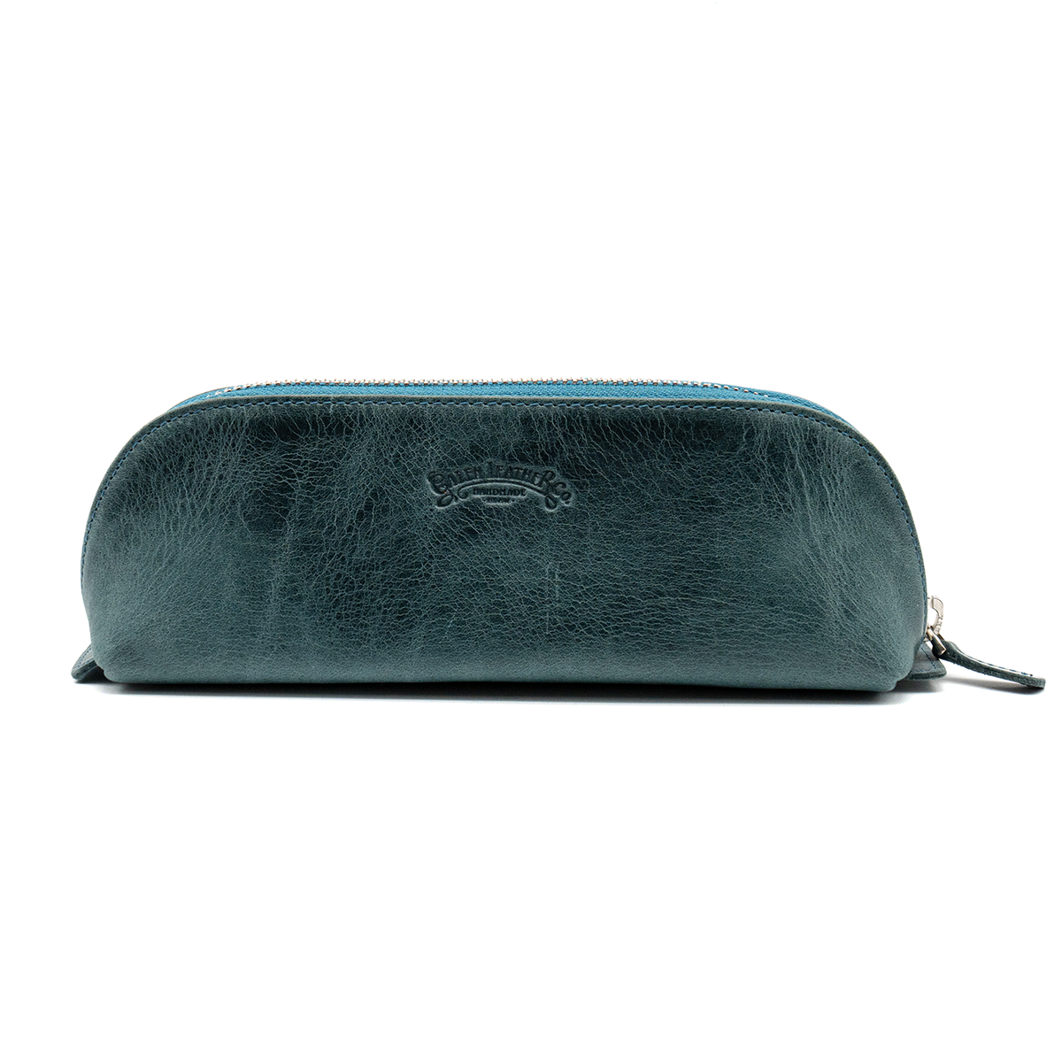Galen Leather Co. Leather Zippered XL Pencil Cases - Crazy Horse Ocean Blue