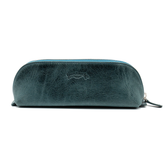 Galen Leather Co. Leather Zippered XL Pencil Cases - Crazy Horse Ocean Blue
