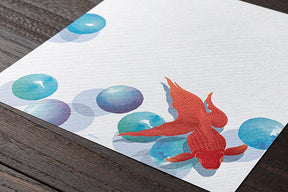 Midori Letter Pad 171 Foil Stamping Marble Goldfish