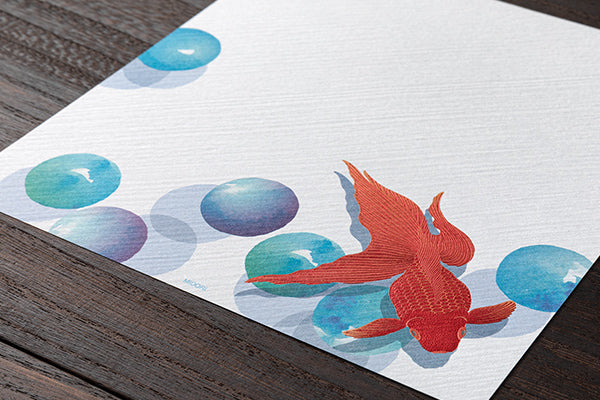 Midori Letter Pad 171 Foil Stamping Marble Goldfish