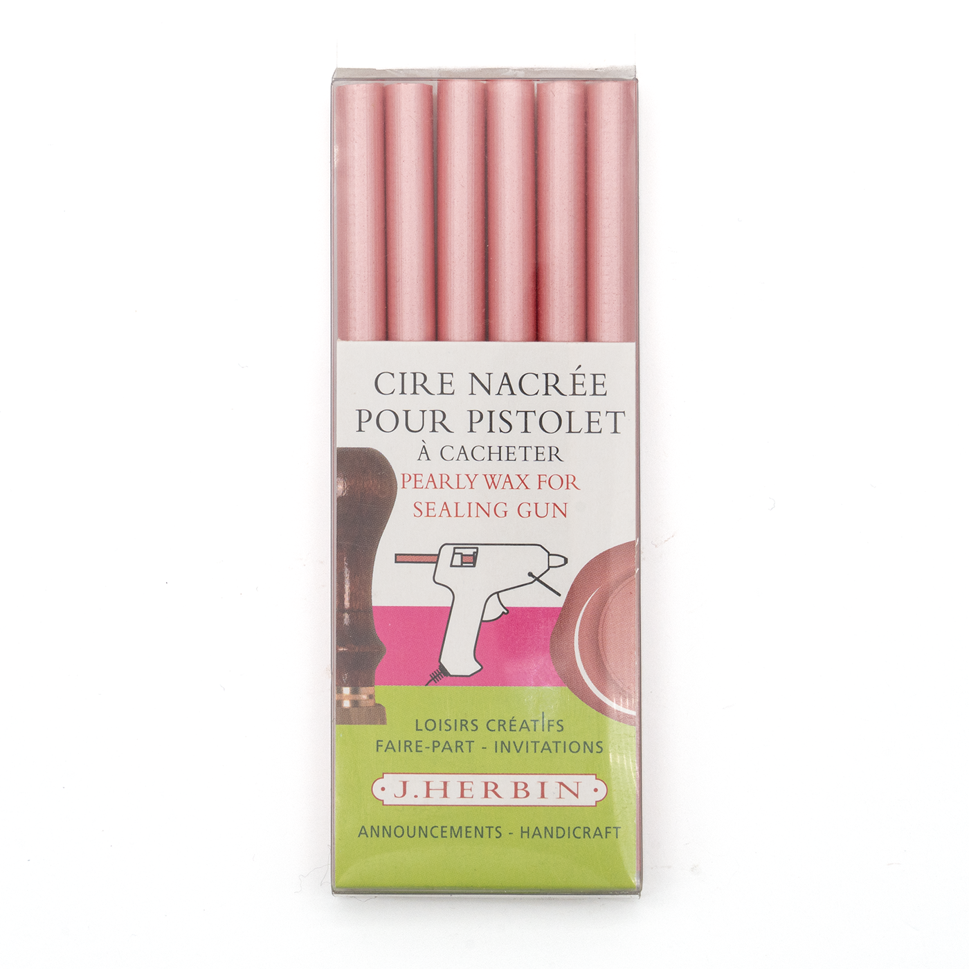 Jacques Herbin Pearlescent Glue Gun Sealing Wax- Pearl Pink