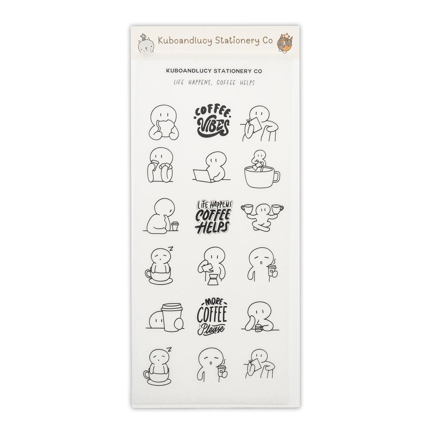 Kuboandlucy Stationery Co. - Life Happens, Coffee Helps Sticker Sheet