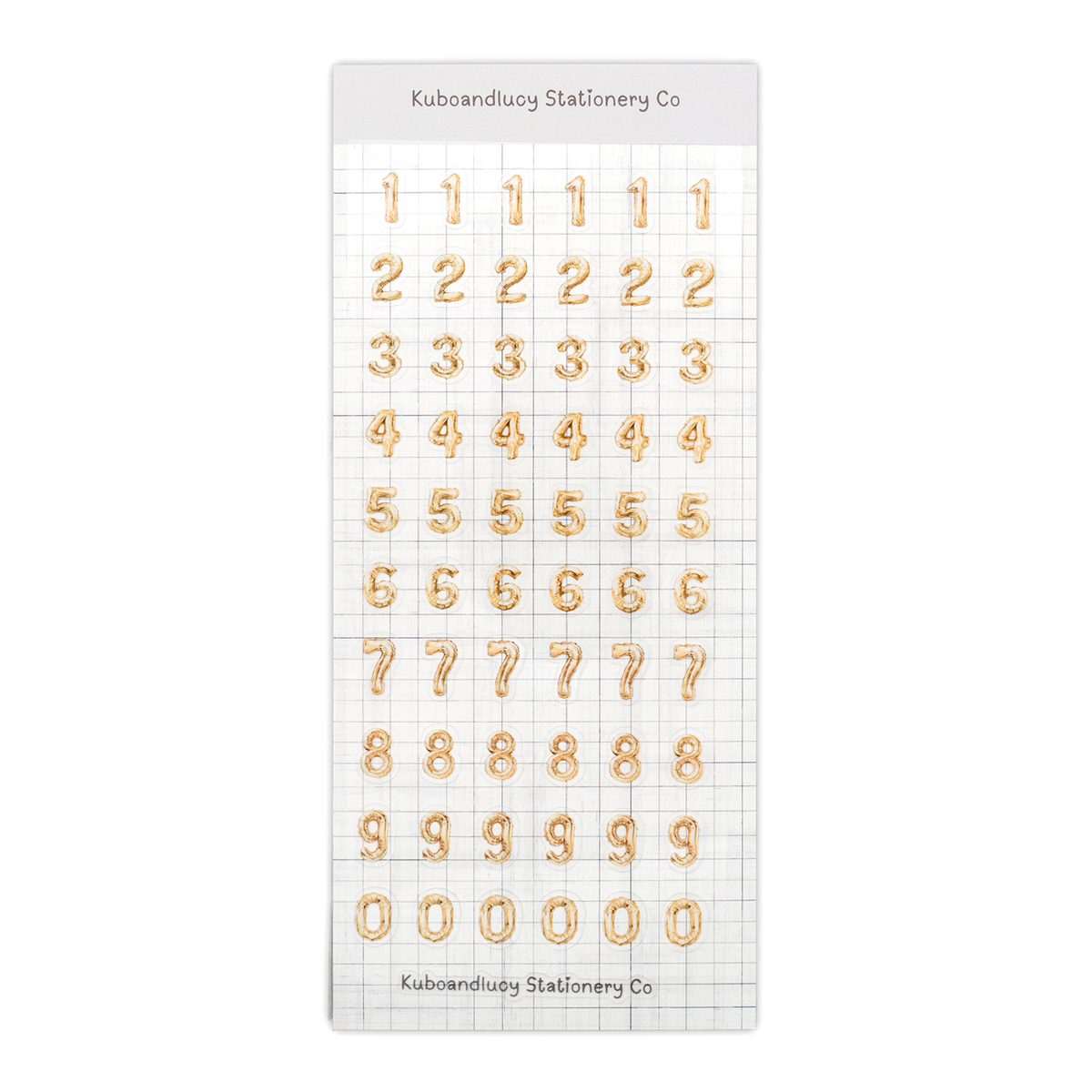 Kuboandlucy Stationery Co. - Gold Balloon Numbers Sticker Sheet