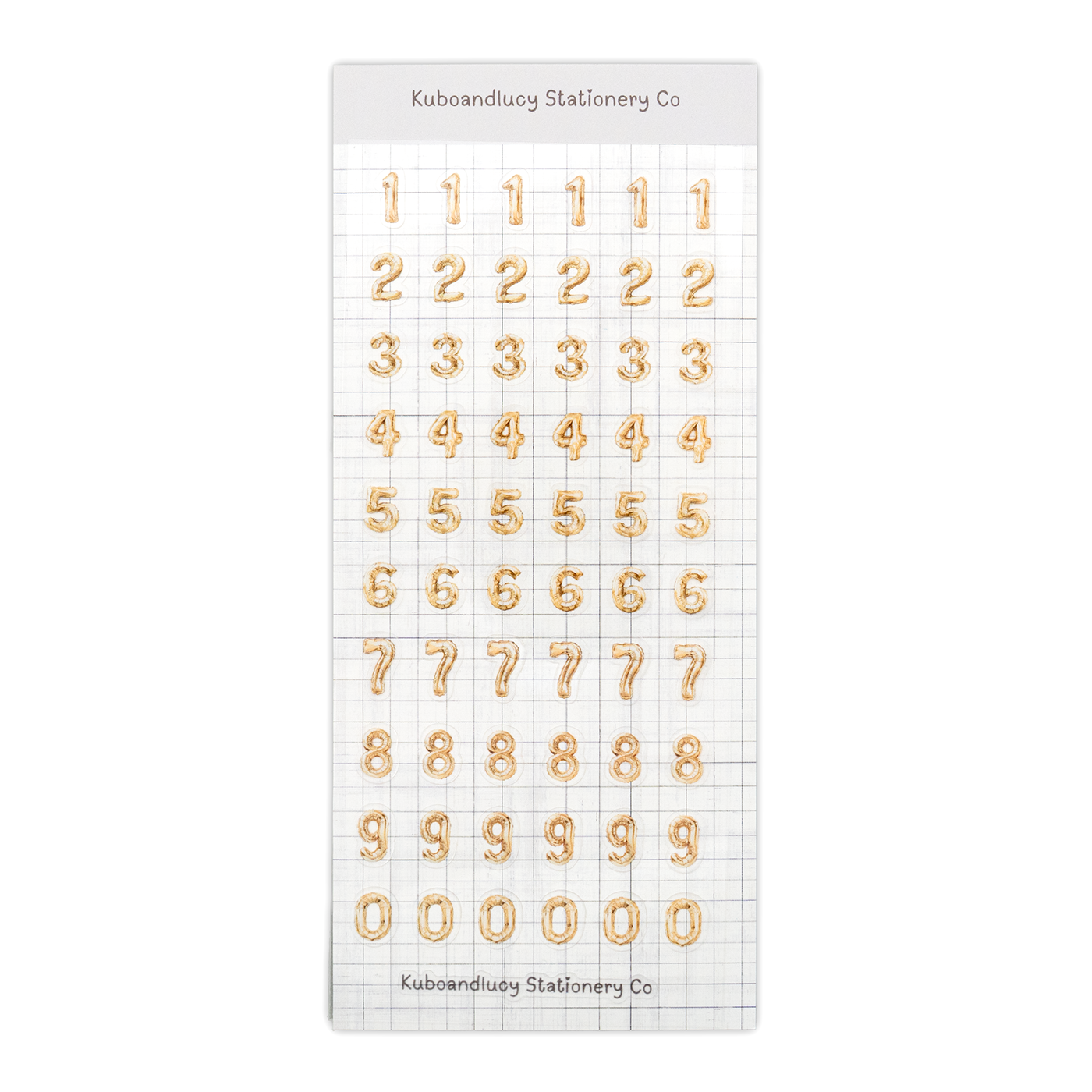 Kuboandlucy Stationery Co. - Gold Balloon Numbers Sticker Sheet