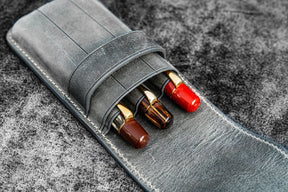 Galen Leather Co. Flap Pen Case for 3 Pens - Crazy Horse Smoky