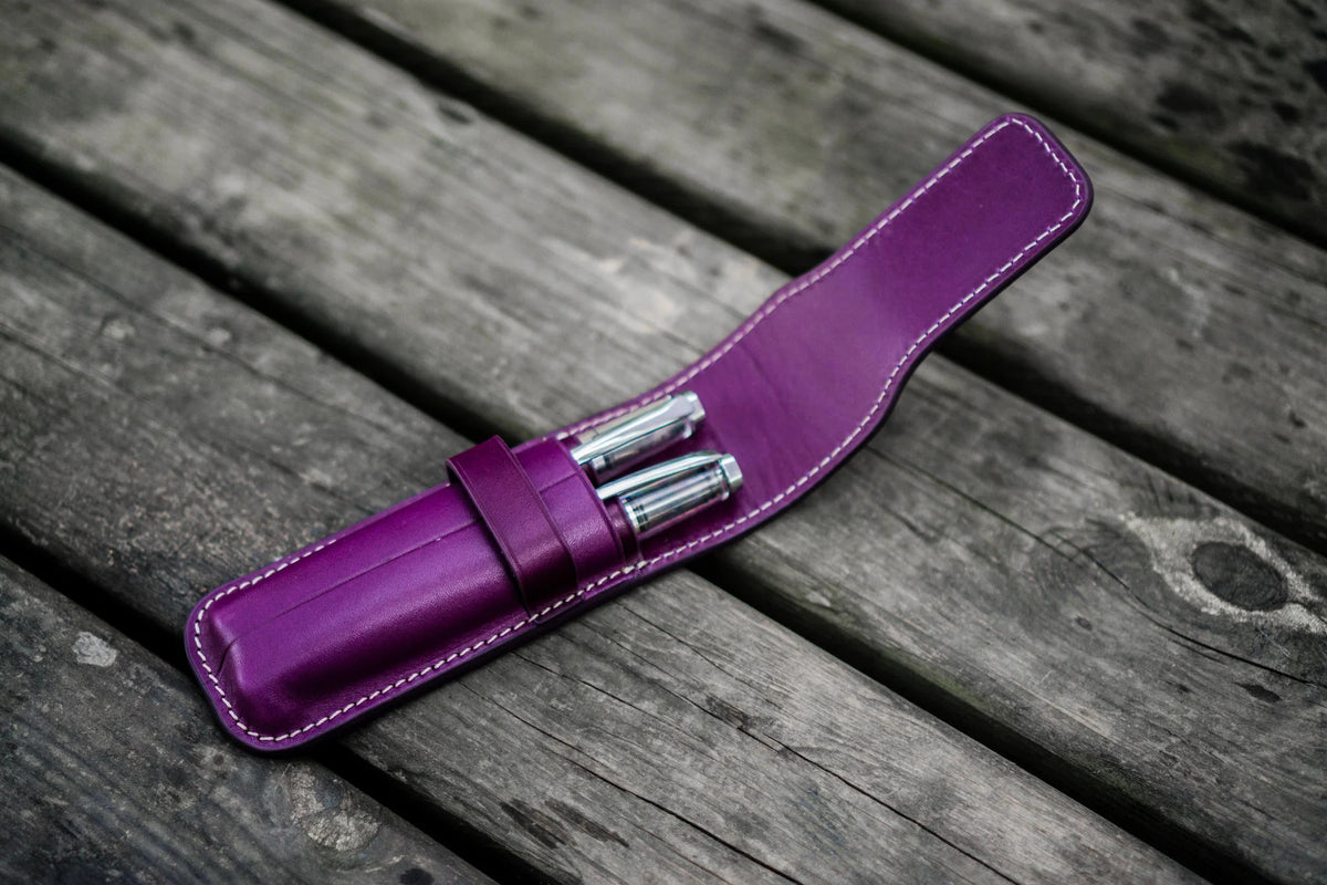 Galen Leather Co. Flap Pen Case for 2 Pens - Purple