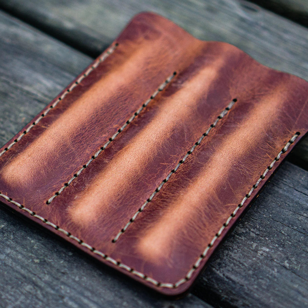 Leather Zippered Single Fountain Pen Pouch - Crazy Horse Tan