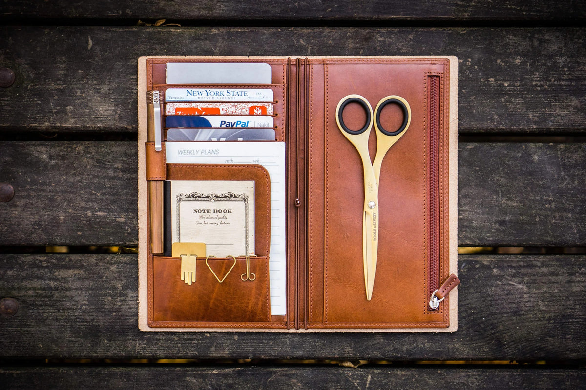 Galen Leather Wallet Insert for Traveler's Notebook Regular Size- Brown