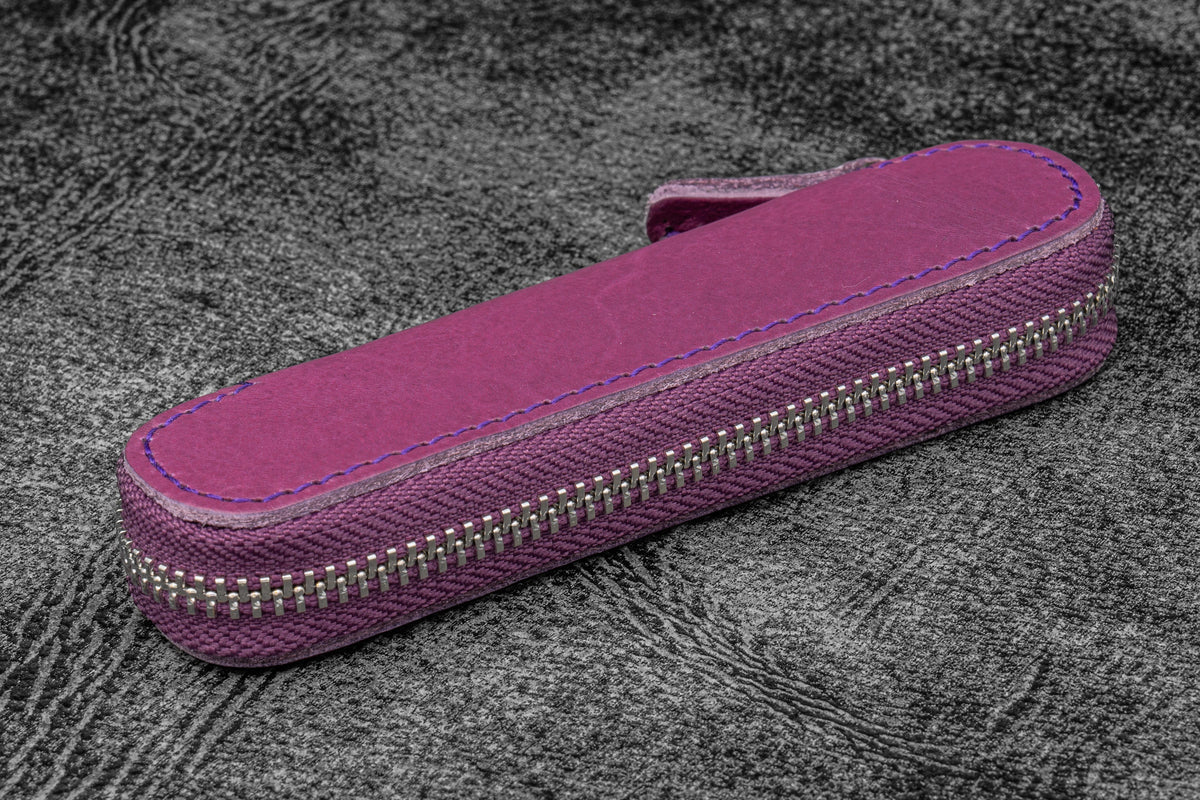 Galen Leather Co. Zippered Single Pen Case For Kaweco - Purple