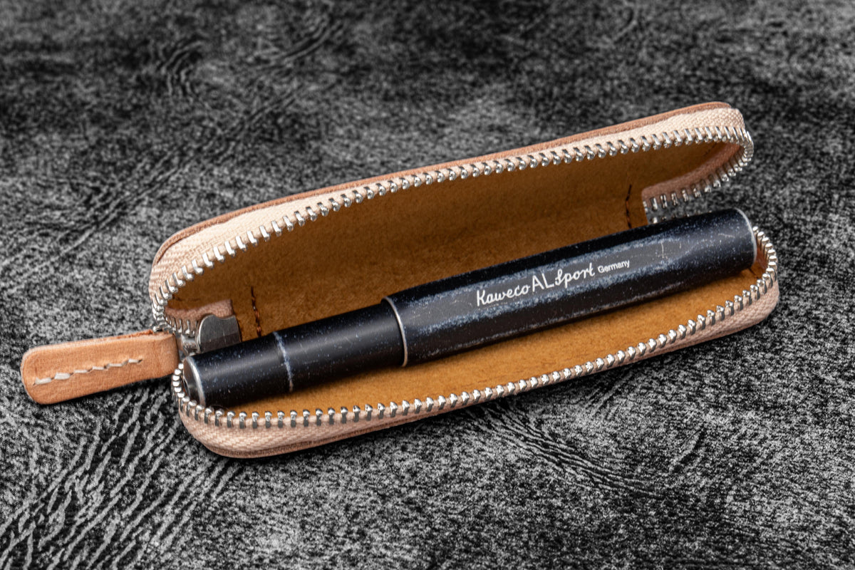 Galen Leather Co. Zippered Single Pen Case For Kaweco - Undyed