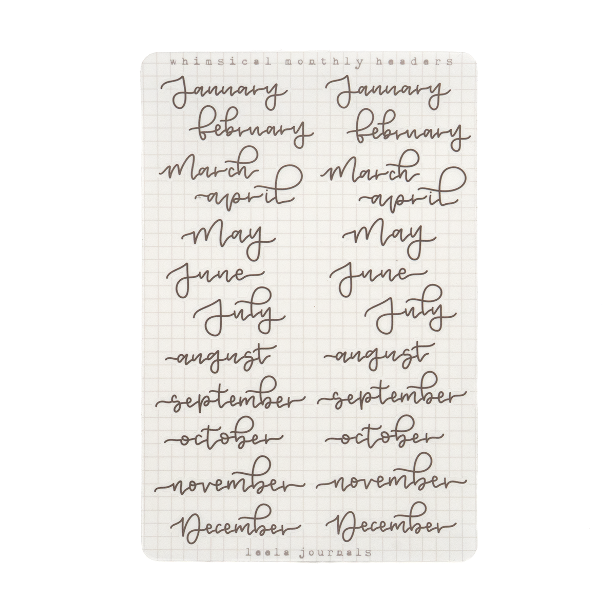 Leelajournal Whimsical Monthly Headers Sticker Sheet