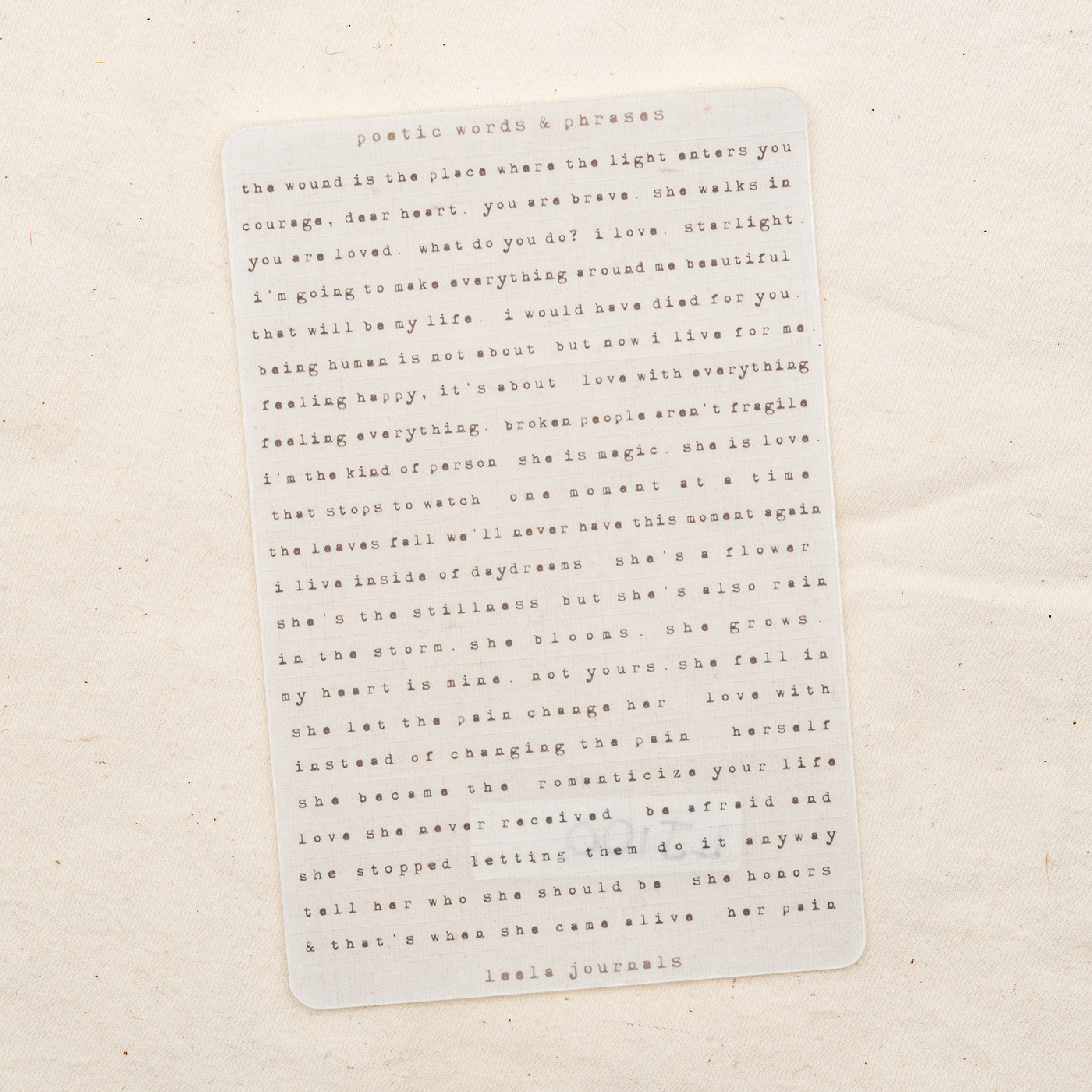 Leelajournals Poetic Phrases Sticker Sheet