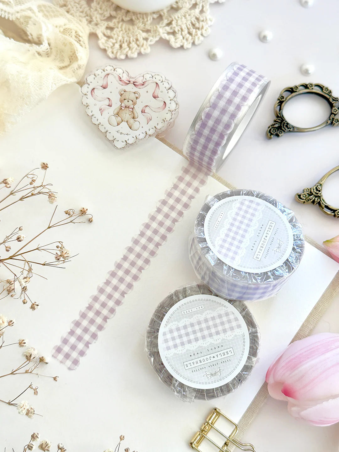 Leelajournals - Scalloped Plaid Die Cut Washi Tape