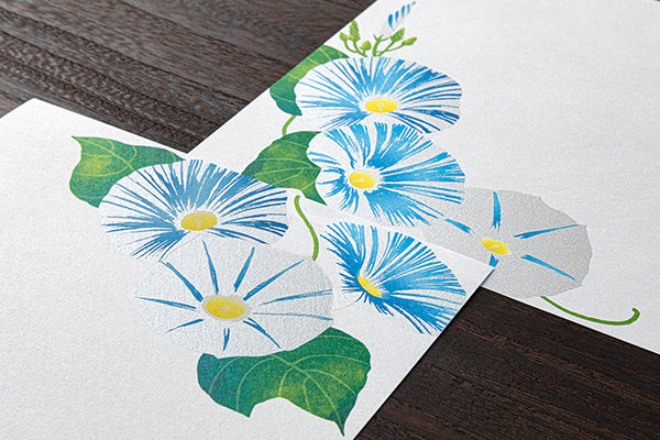 Midori Letter Pad 173 Silk Printing Morning Glory
