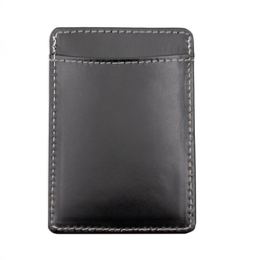 Black Leather Money Clip and Card Holder