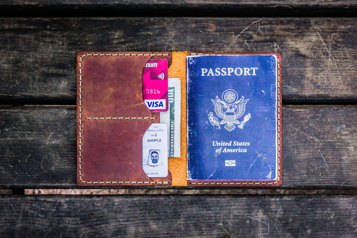 Galen Leather No.6 Passport Holder - Crazy Horse Tan