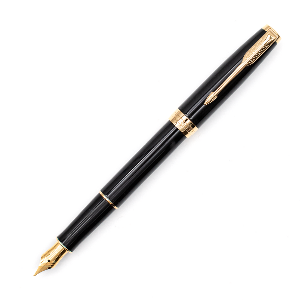 PARKER SONNET ソネット 万年筆 18K-750 F 細字 ブラック Parker Sonnet Black Lacquer with Gold Trim Fountain Pen