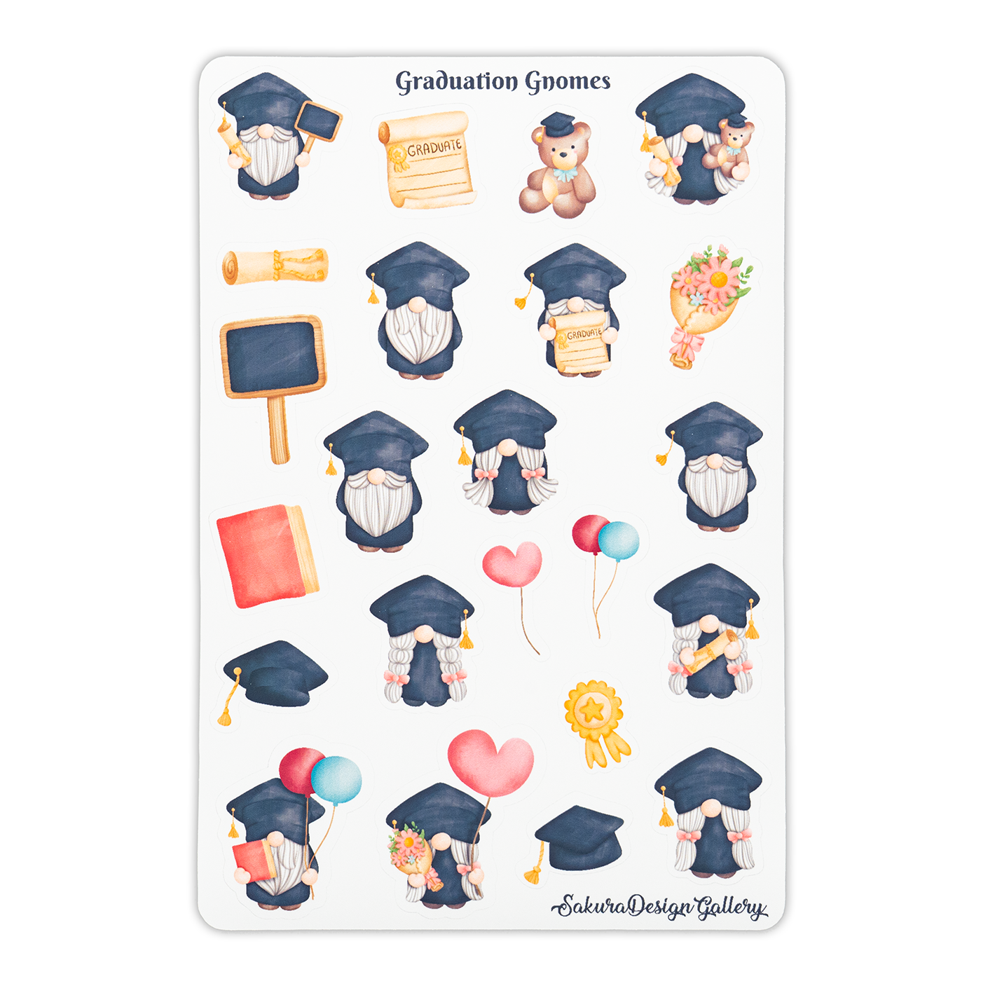 Sakura Design Gallery - Vinyl Stickers - Graduation Gnomes