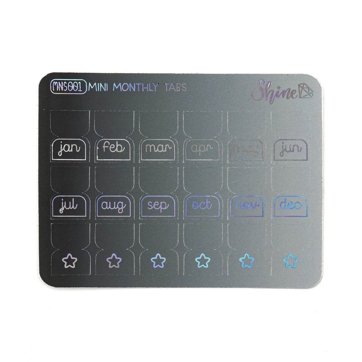Shine Sticker Studio - Monochrome Foil Mini Monthly Tabs