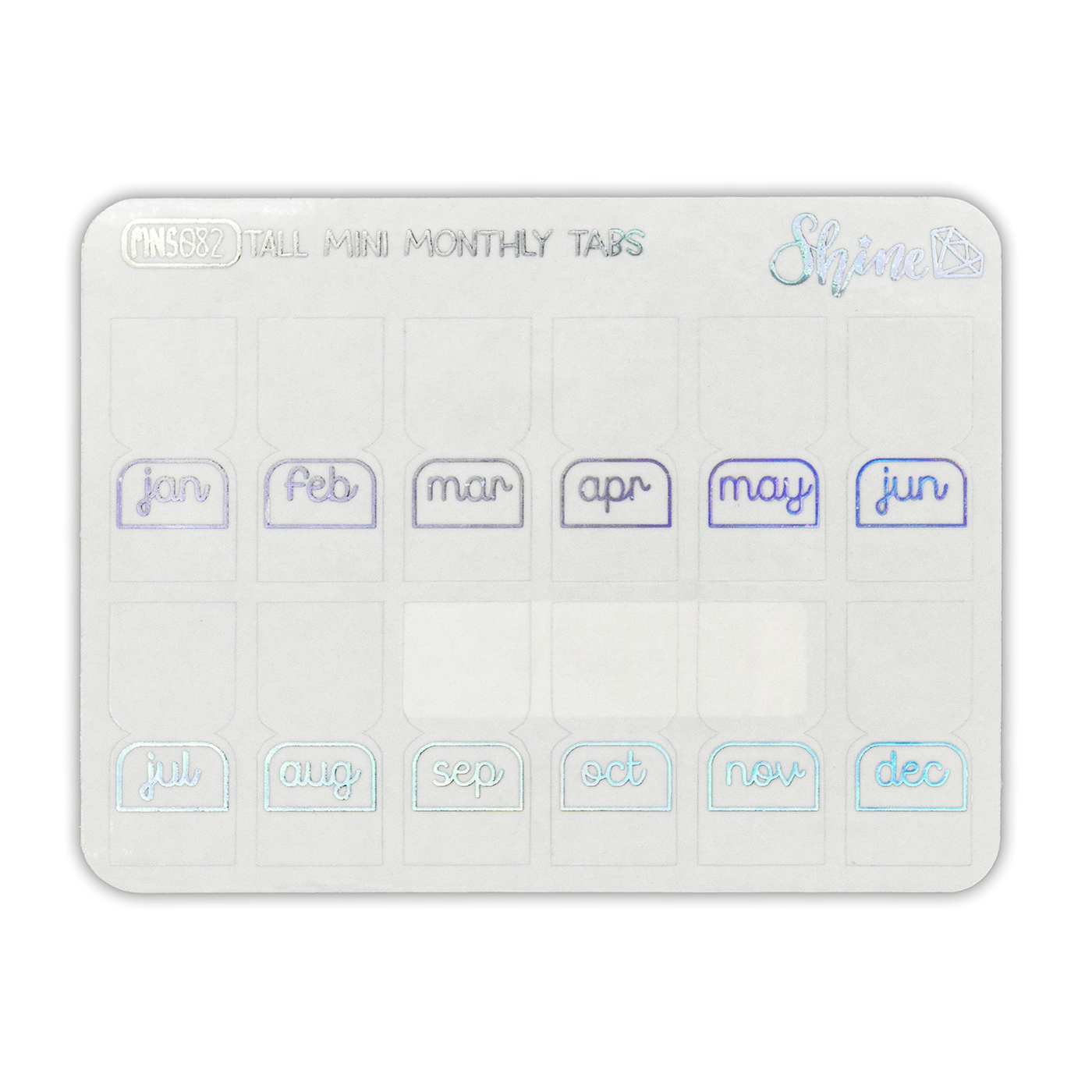 Shine Sticker Studio - Clear Foil Tall Mini Monthly Tabs
