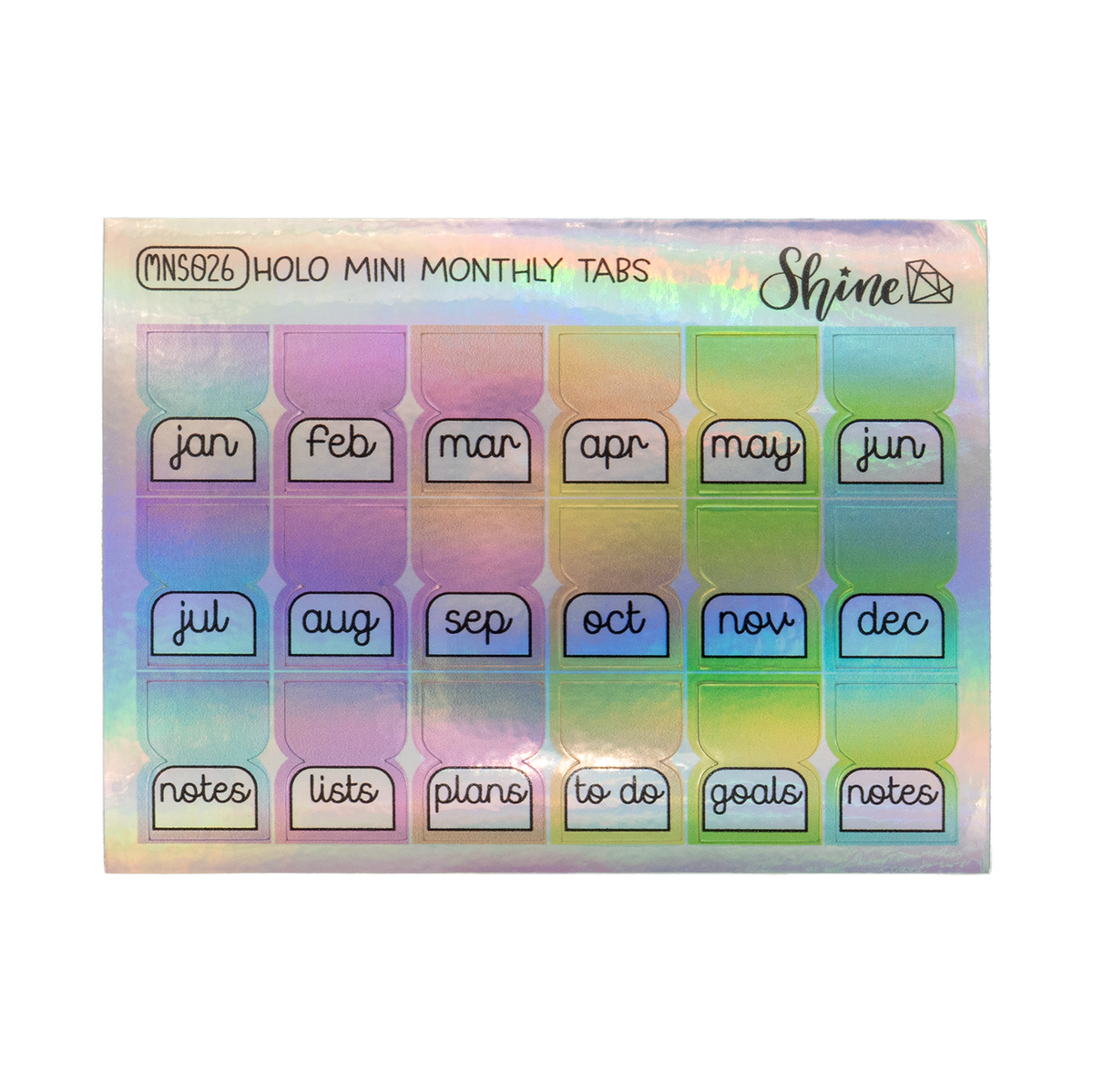 Shine Sticker Studio - Rainbow Holo Foil Mini Monthly Tabs