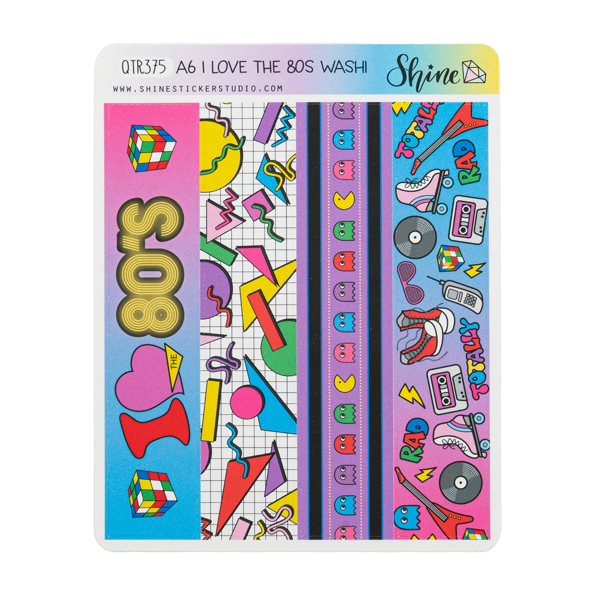Shine Sticker Studio - Washi Strip Sticker - I Love the 80's