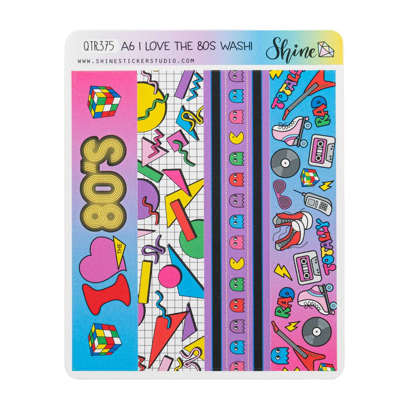 Shine Sticker Studio - Washi Strip Sticker - I Love the 80's