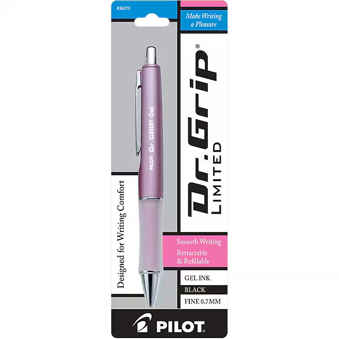 Pilot Dr. Grip Rolling Ball - Gel Ink Retractable Pen - Pink