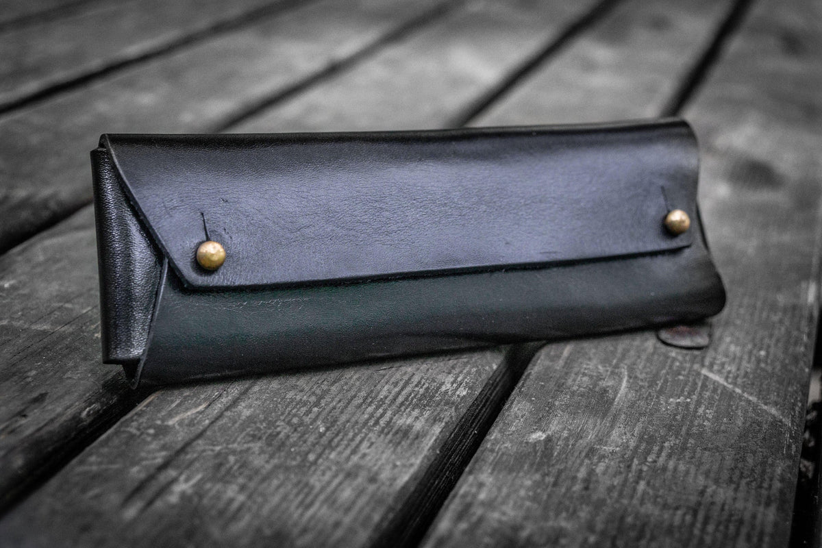 Galen Leather Co. Student Leather Pencil Case- Black