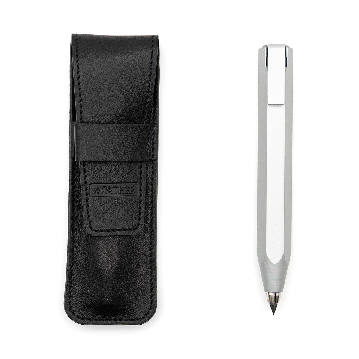 Worther Shorty Mechanical Pencil - Alum Clutch with Leather Case