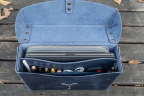 Galen Leather Co. Writer's Medic Bag - Crazy Horse Navy Blue