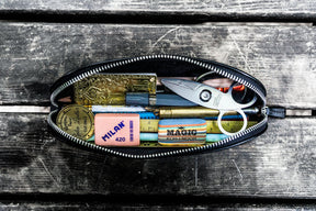 Galen Leather Co. Leather Zippered XL Pencil Cases - Black