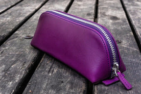 Galen Leather Co. Leather Zippered XL Pencil Cases - Purple