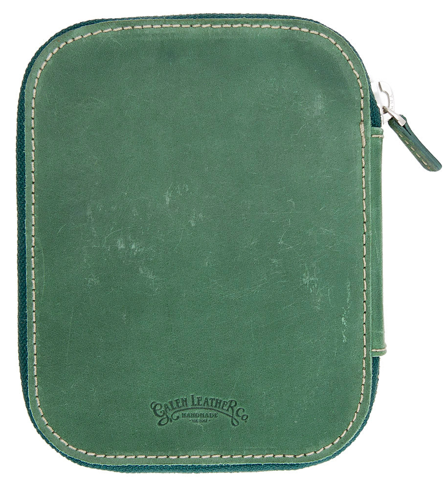 Galen Leather Co. Zippered 10 Slot Pen Case - Crazy Horse Forest Green