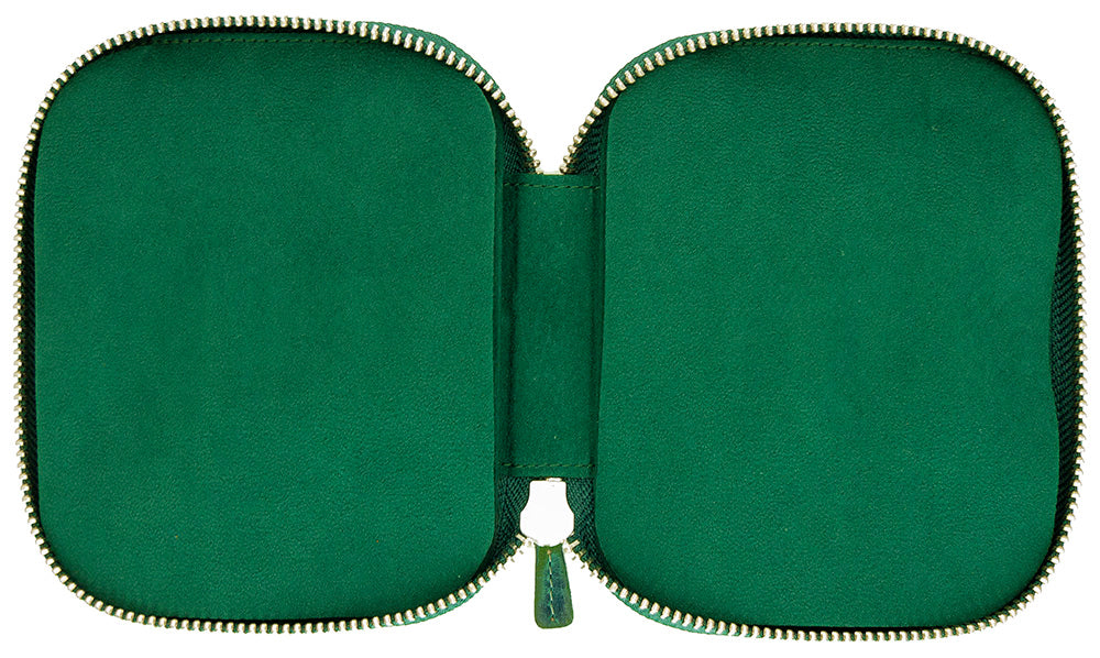 Galen Leather Co. Zippered 10 Slot Pen Case- Crazy Horse Forest Green