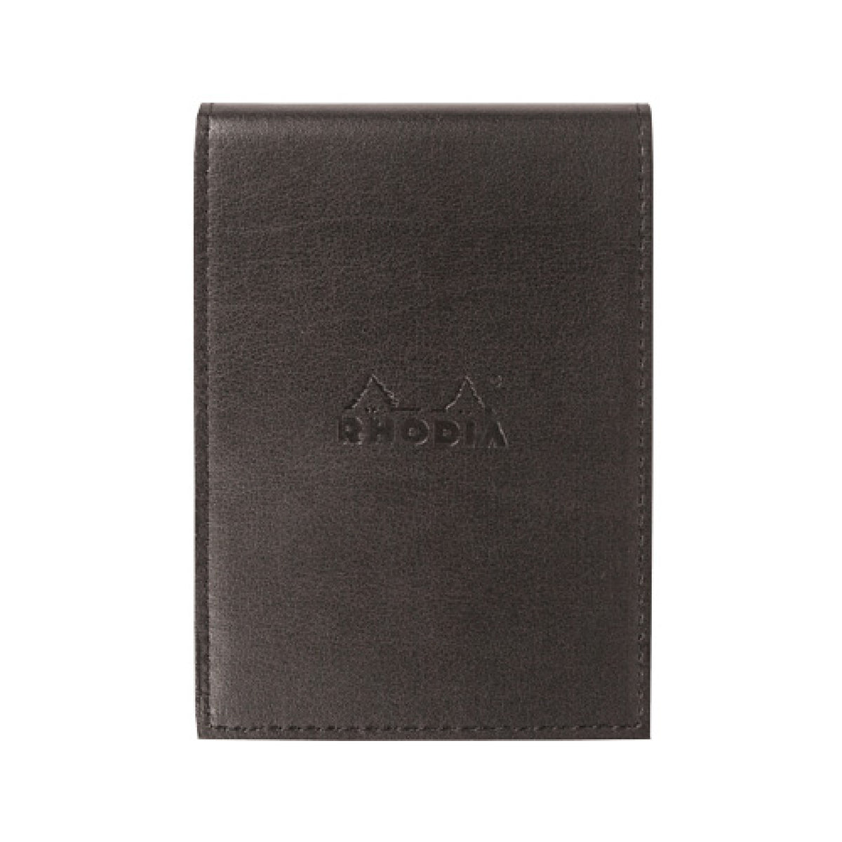 Rhodia Pad Holders. Lightly grained leatherette covers. Comes complete with one Orange Rhodia pad #11 Graph. Inner pocket for notes & receipts.  Measures 3 ½ x 4 ½ 80 Sheets (160 Pages) Graph Paper White Acid-Free Paper Paper Weight: 80 GSM Black Leatherette Cover Holds Rhodia #11 Size Pads