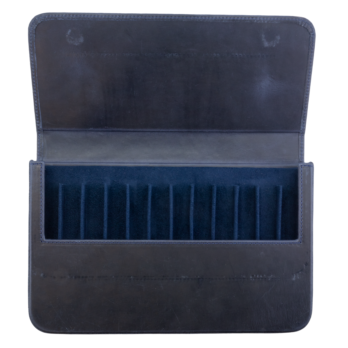 Galen Leather Co. Magnum Opus 12 Slot Magnetic Hard Pen Case- Navy Blue