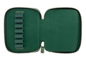 Galen Leather Co. Zippered Collector Pen Case for 14 Kaweco - Crazy Horse Forest Green