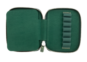 Galen Leather Co. Zippered Collector Pen Case for 14 Kaweco - Crazy Horse Forest Green