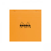 Classic Rhodia pads, with acid-free extra white paper, microperforated sheets, stiff back cover and reinforced staples.  Measures 5 3/4 x 5 3/4" 80 Sheets (160 Pages) Graph Paper Paper Weight: 80 GSM Orange Coated Cardboard Cove